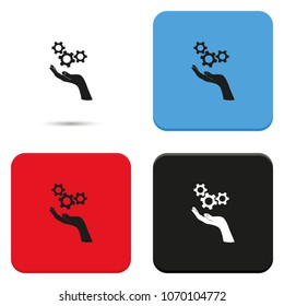 Hand and mechanism flat vector icon.
