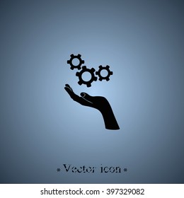 Hand and mechanism icon.