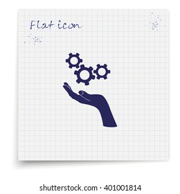 Hand and mechanism icon.