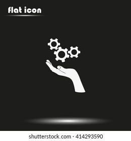Hand and mechanism icon.