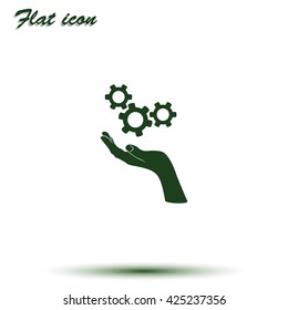 Hand and mechanism icon.