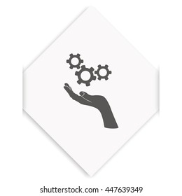 Hand and mechanism icon.