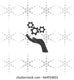 Hand and mechanism icon.