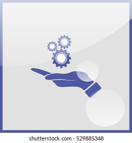 Hand and mechanism icon.