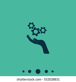 Hand and mechanism icon.