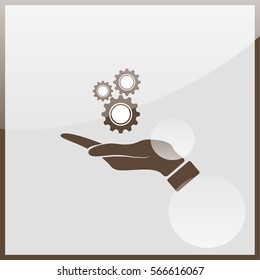 Hand and mechanism icon.