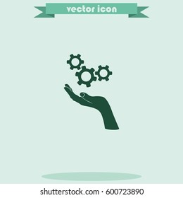 Hand and mechanism icon.