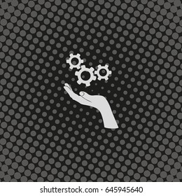 Hand and mechanism icon.
