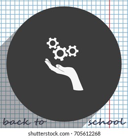 Hand and mechanism icon.