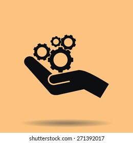 hand and mechanism vector icon