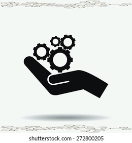 hand and mechanism vector icon