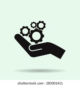 hand and mechanism vector icon