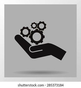 hand and mechanism vector icon