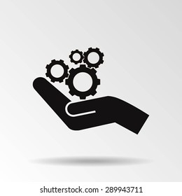 hand and mechanism vector icon