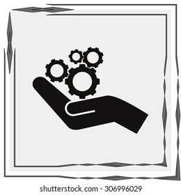 hand and mechanism vector icon