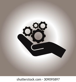 hand and mechanism vector icon
