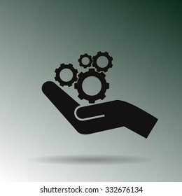 hand and mechanism vector icon