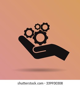hand and mechanism vector icon