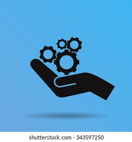 hand and mechanism vector icon