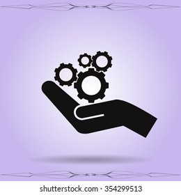 hand and mechanism vector icon