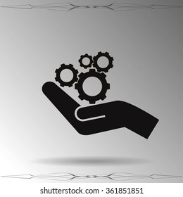 hand and mechanism vector icon