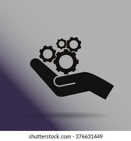 hand and mechanism vector icon