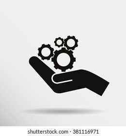 hand and mechanism vector icon