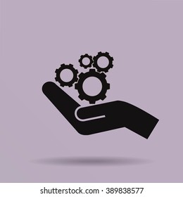 hand and mechanism vector icon