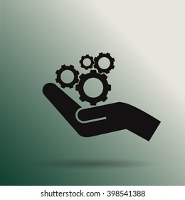 hand and mechanism vector icon