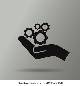 hand and mechanism vector icon