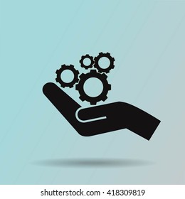 hand and mechanism vector icon
