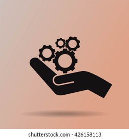 hand and mechanism vector icon