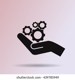hand and mechanism vector icon