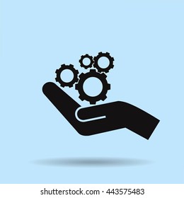 hand and mechanism vector icon