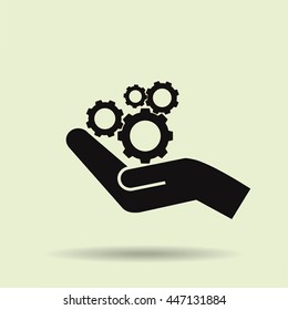 hand and mechanism vector icon