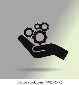 hand and mechanism vector icon