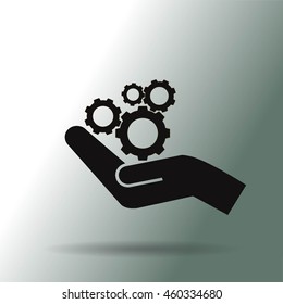 hand and mechanism vector icon