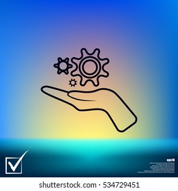 Hand and mechanism vector icon