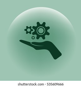 Hand and mechanism vector icon