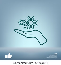 Hand and mechanism vector icon