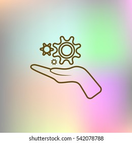 Hand and mechanism vector icon