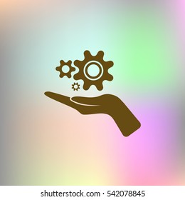 Hand and mechanism vector icon