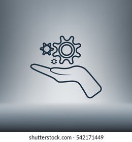 Hand and mechanism vector icon