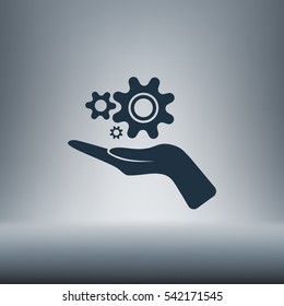Hand and mechanism vector icon