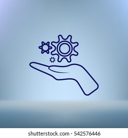 Hand and mechanism vector icon