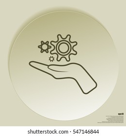 Hand and mechanism vector icon