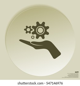 Hand and mechanism vector icon