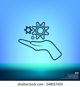 Hand and mechanism vector icon