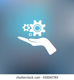 Hand and mechanism vector icon