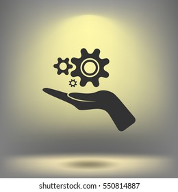 Hand and mechanism vector icon